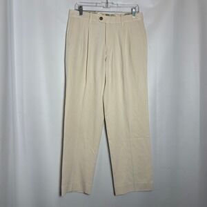Tommy Bahama Mens Pleated Front Chino Pants Beige Silk Blend 30x30 Beach Coastal